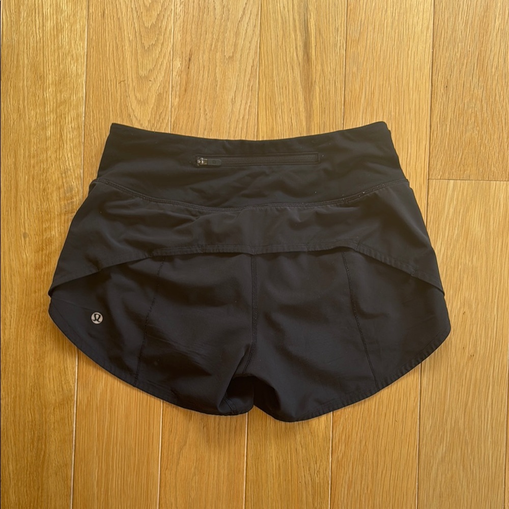 Lululemon Athletica Black Athletic Shorts with Curved Hem